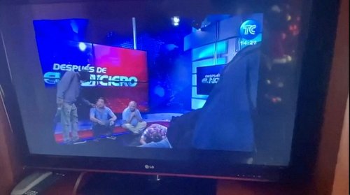 Reuters' recording of Ecuador's TV station TC signal channel captures shots heard on live feed