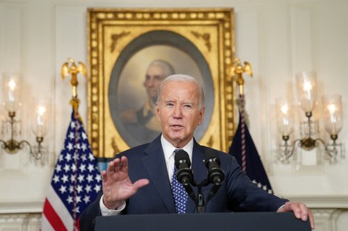 U.S. President Joe Biden delivers remarks at the White House in Washington