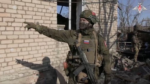 Members of the Russian military operate in a location given as Avdiivka