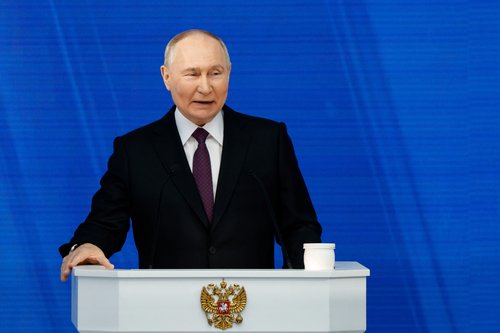 Russian President Putin addresses the Federal Assembly in Moscow