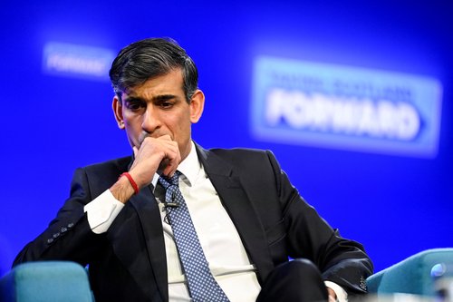 British Prime Minister Rishi Sunak addresses the Scottish Conservative conference, in Aberdeen