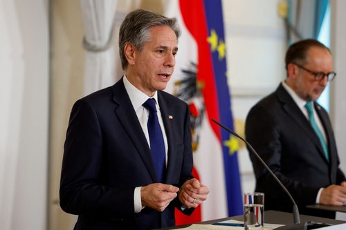 U.S. Secretary of State Antony Blinken meets with Austrian Chancellor Karl Nehammer and Austrian Foreign Minister Alexander Schallenberg in Vienna