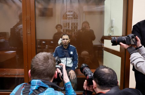 Suspects in the Crocus City Hall shooting are brought to Basmanny court in Moscow