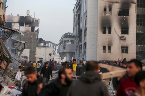 Aftermath of a two-week Israeli operation at Al Shifa Hospital and the area around it
