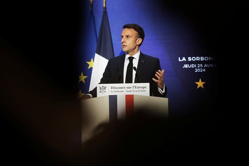 French President Emmanuel Macron holds speech on Europe's future at la Sorbonne