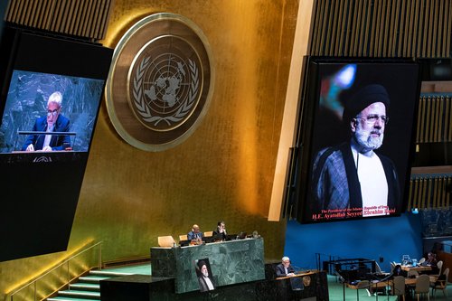 United Nations General Assembly holds a ceremonial tribute to Iran's President Ebrahim Raisi at the U.N. headquarters in New York
