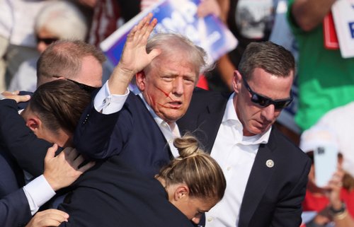 Republican presidential candidate Donald Trump holds a campaign rally in Butler