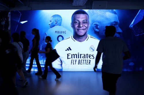 Kylian Mbappe's Real Madrid shirt on sale at Santiago Bernabeu stadium