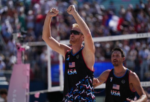 Beach Volleyball - Men's Preliminary Phase - Pool F - France vs United States of America (Krou/Gauthier-Rat vs Evans/Budinger)