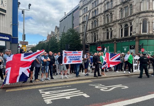 Protest against illegal immigration, in Belfast