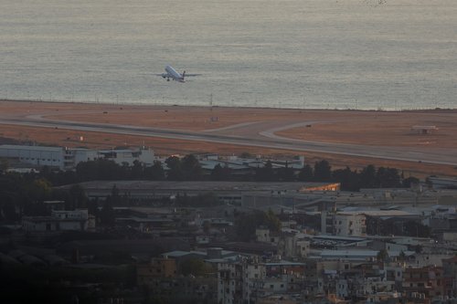 An airplane of the Lebanese Middle East Airlines (MEA) takes off from Beirut-Rafic Al Hariri International Airport