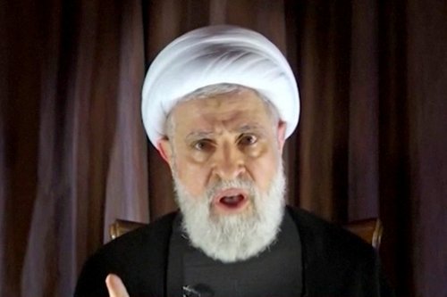 Hezbollah deputy leader Sheikh Naim Qassem delivers speech