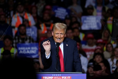 Republican presidential nominee and former U.S. President Donald Trump campaigns in Milwaukee, Wisconsin