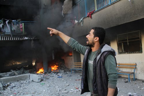 Aftermath of an Israeli strike on a school sheltering displaced people, in Gaza City