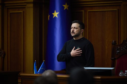 Ukrainian President Zelenskiy and lawmakers mark 1,000 days since Russia's full-scale invasion