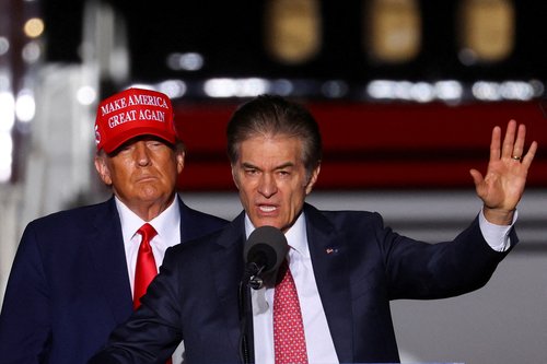 FILE PHOTO: Former U.S. President Trump attends a pre-election rally to support Republican candidates, in Latrobe
