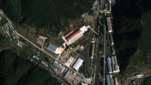 A satellite image shows a suspected missile assembly building under construction, near Hamhung