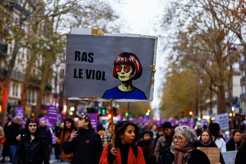 Protest to mark the International Day for Elimination of Violence Against Women, in Paris