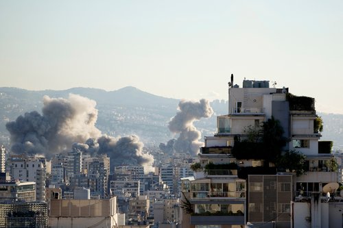 Smoke billows over Beirut's southern suburbs, after an Israeli strike