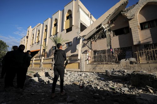 Aftermath of an Israeli strike on a school sheltering displaced people, in Gaza City