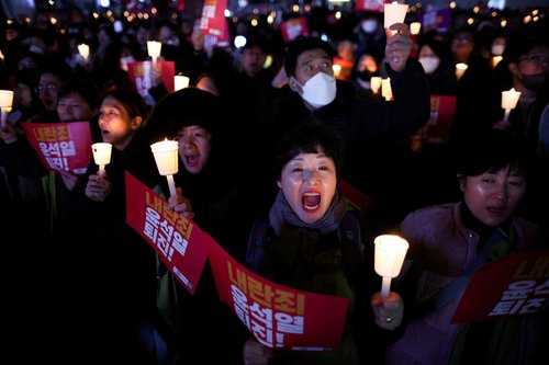 People rally calling for the resignation of South Korean President Yoon Suk Yeol, in Seoul
