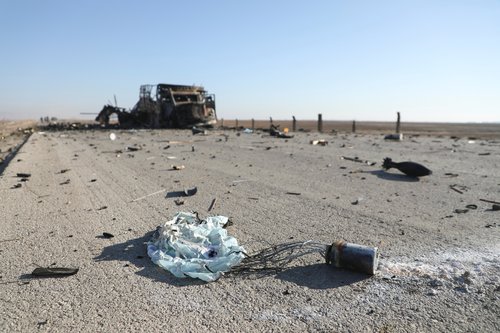Damage around Qamishli International Airport area