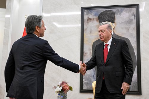 U.S. Secretary of State Antony Blinken and Turkey's President Tayyip Erdogan meet at Ankara Esenboga Airport