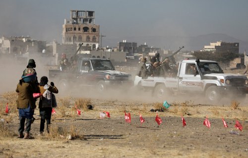 Tribal gathering in support of Palestinians, defiance to Israel and U.S.-led coalition, near Sanaa