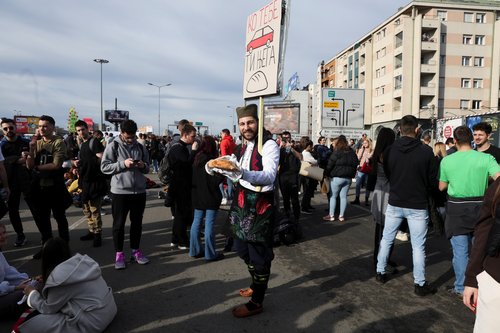 Belgrade University students protest against the government, in Belgrade