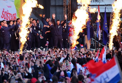 Croatia handball players celebrate second place at the IHF 2025 Men's Handball Championship