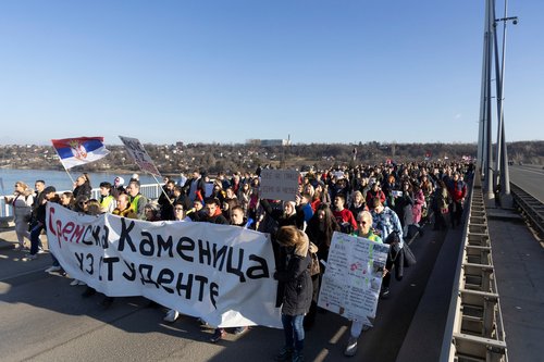 Anti government protest over the fatal railway station roof collapse in Novi Sad