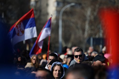 Protest over the fatal November 2024 Novi Sad railway station roof collapse, in Belgrade