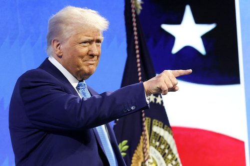 U.S. President Trump speaks at an FII Priority Saudi Investment summit in Miami