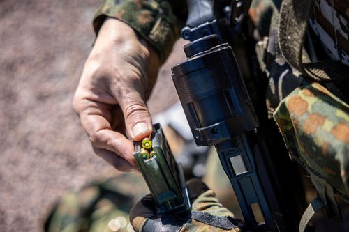 German reservists undergo shooting training at barracks in Beelitz near Berlin, as NATO looks to boost its strength after Russia's invasion of Ukraine