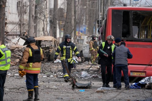 Aftermath of a Russian missile attack in Sumy