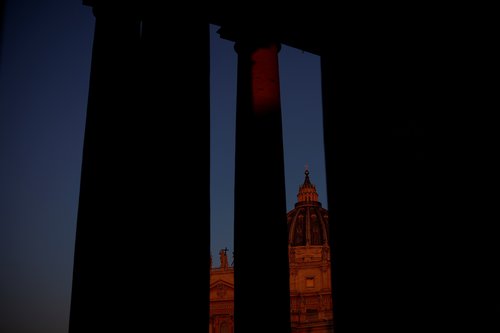 A view of St. Peter's Basilica in St. Peter's Square ahead of the conclave, which will be held on May 7, at the Vatican