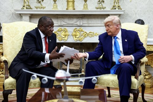 U.S. President Donald Trump meets South African President Cyril Ramaphosa at the White house