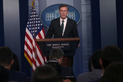 U.S. national security adviser Jake Sullivan holds a news briefing about the situation in Afghanistan