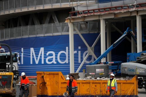 Real Madrid's Santiago Bernabeu stadium undergoes renovation work in Madrid