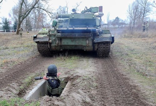 FILE PHOTO: Reservists take part in military exercises outside Kharkiv