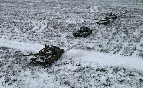 Russian mechanized infantry holds drills in the Rostov region