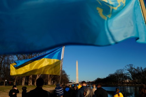 Demonstrators participate in rally for Ukraine in Washington