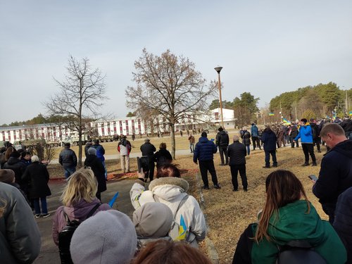 Demonstrators protest amid Russia's invasion of Ukraine, in Slavutych
