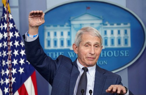 FILE PHOTO: Fauci speaks during a press briefing at the White House in Washington