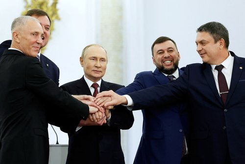 Ceremony to declare Russia's annexation of four Ukrainian territories held in Moscow