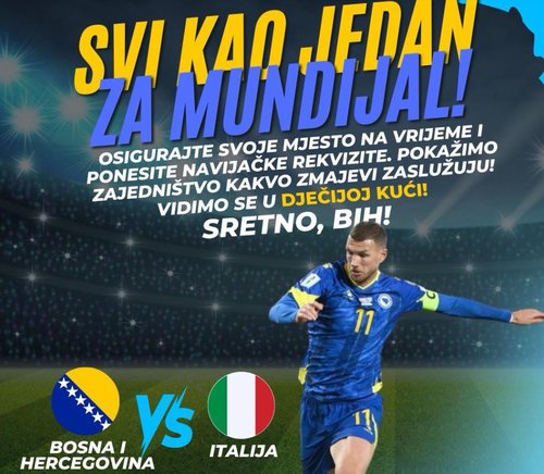 Općina Novo Sarajevo organizovalo javno praćenje utakmice BiH - Italija u Dječijoj kući na Grbavici