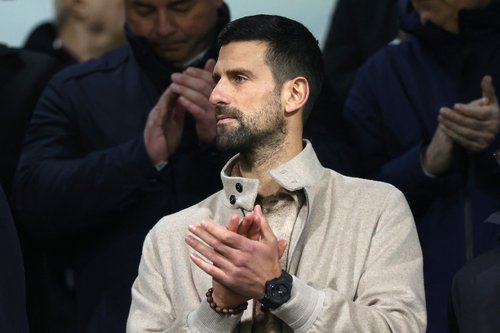 Soccer Football - FIFA World Cup - UEFA Qualifiers - Finals - Bosnia and Herzegovina v Italy - Bilino Polje Stadium, Zenica, Bosnia and Herzegovina - March 31, 2026 Tennis player Novak Djokovic in the stands before the match REUTERS/Amel Emric