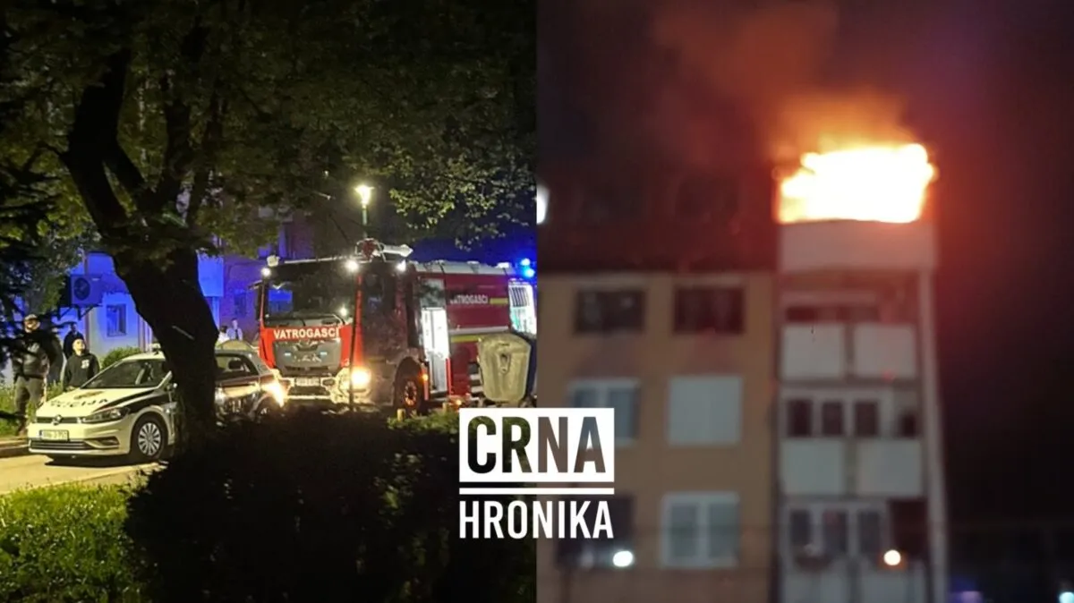 Veliki požar na Dobrinji: Vatra zahvatila potkrovlje stambene zgrade, vatrogasci spriječili širenje