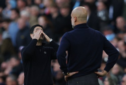 Soccer Football - Premier League - Manchester City v Arsenal - Etihad Stadium, Manchester, Britain - April 19, 2026 Arsenal manager Mikel Arteta and Manchester City manager Pep Guardiola REUTERS/Scott Heppell EDITORIAL USE ONLY. NO USE WITH UNAUTHORIZED A
