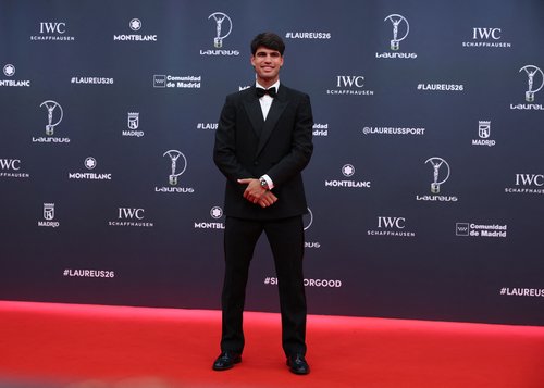 Laureus World Sports Awards - Palacio de Cibeles, Madrid, Spain - April 20, 2026 Spain's Carlos Alcaraz poses on the red carpet ahead of the awards ceremony REUTERS/Isabel Infantes